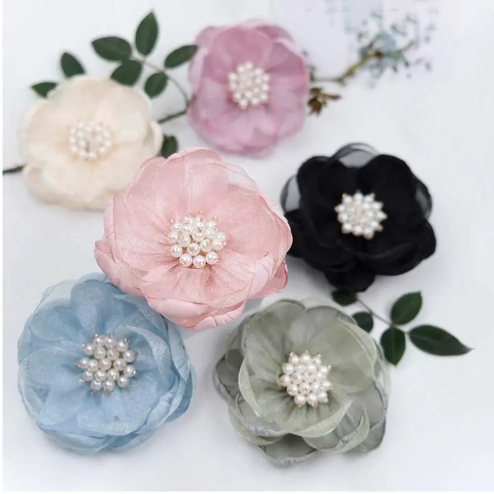 5 ชิ้นเย็บผ้า 3D ชีฟองดอกไม้ชีฟองลูกปัดกลางประดิษฐ์ดอกไม้ Handmade Burnt Edge DIY เย็บ Applique