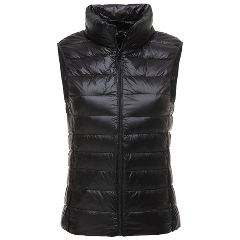 Chaqueta de invierno ultraligera sin mangas plegable para mujer, chaleco cálido con plumas de pato blanco, chaleco, abrigos para mujer