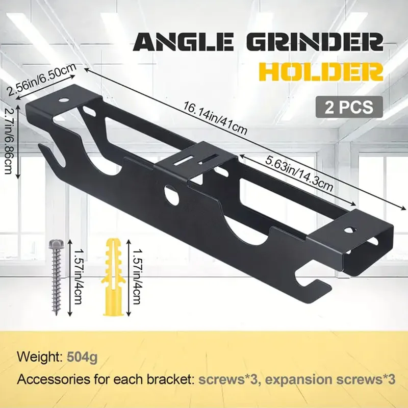 Angle Grinder Storage Rack Space-Saving Grinder Stand with Cord Hanger Angle Grinder Rack Sturdy Polisher Holder for Workshop