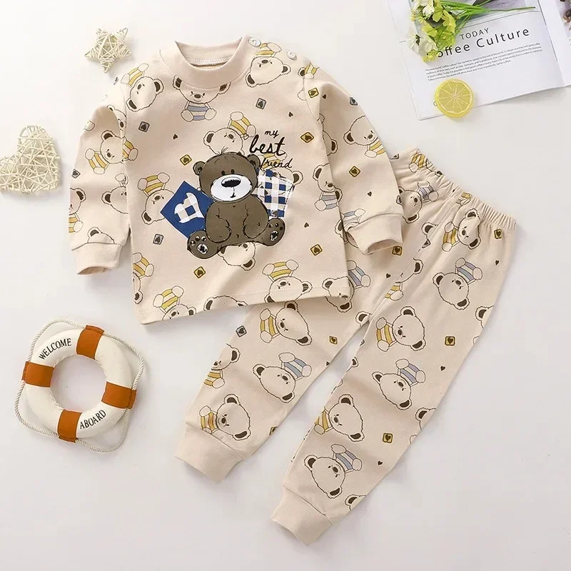 Baumwolle Jungen Mädchen Nachtwäsche Anzüge Herbst Frühling Neugeborene Unterwäsche 2 stücke Kinder Kleidung Set Kleinkind Kinder Pyjama