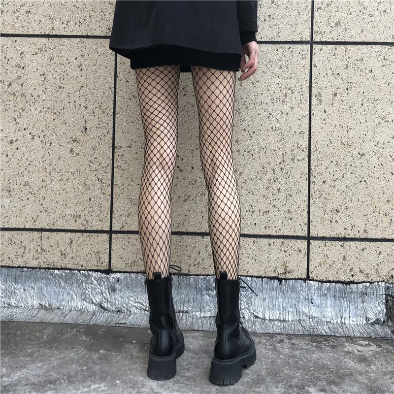 Collant a rete gotico sexy Collant in pizzo trasparente Calze a rete all-over elastiche e traspiranti per le donne