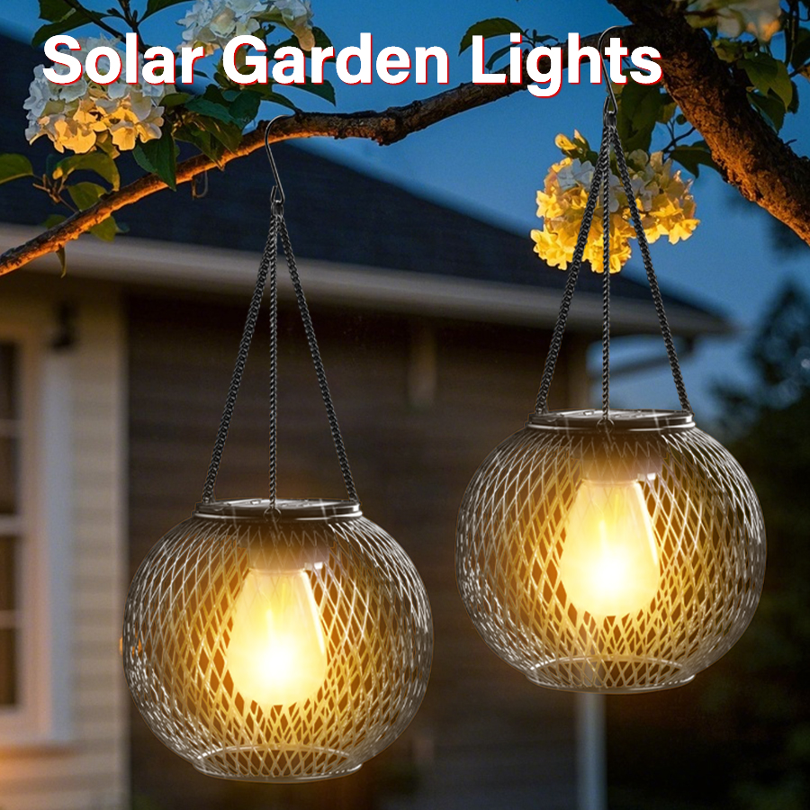 Eisen Solar Lichter Outdoor Led Solar Hängen Laternen Dekorative Lampe Wasserdicht Dämmerung bis Morgendämmerung Automatische für Garten Veranda Balkon
