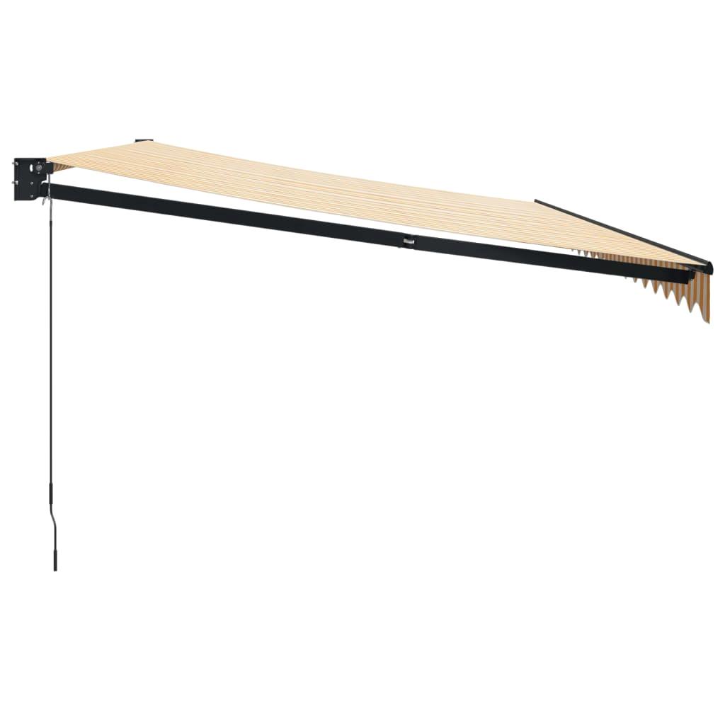 Tenda retrattile gialla e bianca 5x3 m in tessuto e parasole per esterni in alluminio