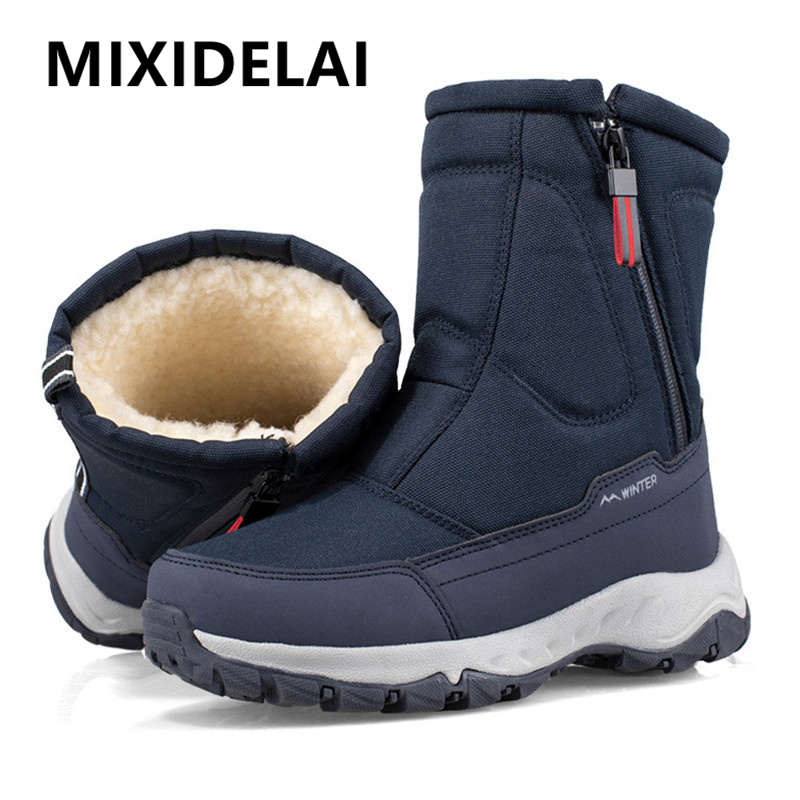Botas de invierno de talla grande para hombre, botines cálidos de felpa que absorben el sudor, botas de nieve cálidas de alta calidad, zapatillas de deporte para exteriores, zapatos de invierno para hombre