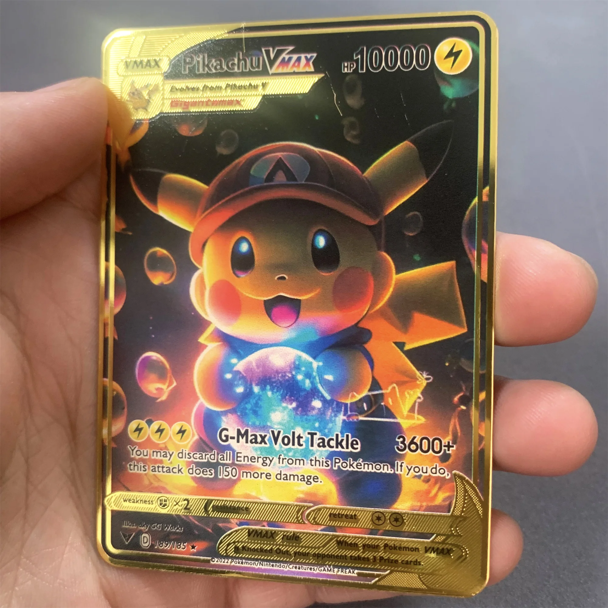 Pokemon การ์ดโลหะ 10000 คะแนน Pikachu Charizard Arceus การ์ด Golden ภาษาอังกฤษ Mewtwo Vmax GX อะนิเมะคอลเลกชัน Battle การ์ดของขวัญ