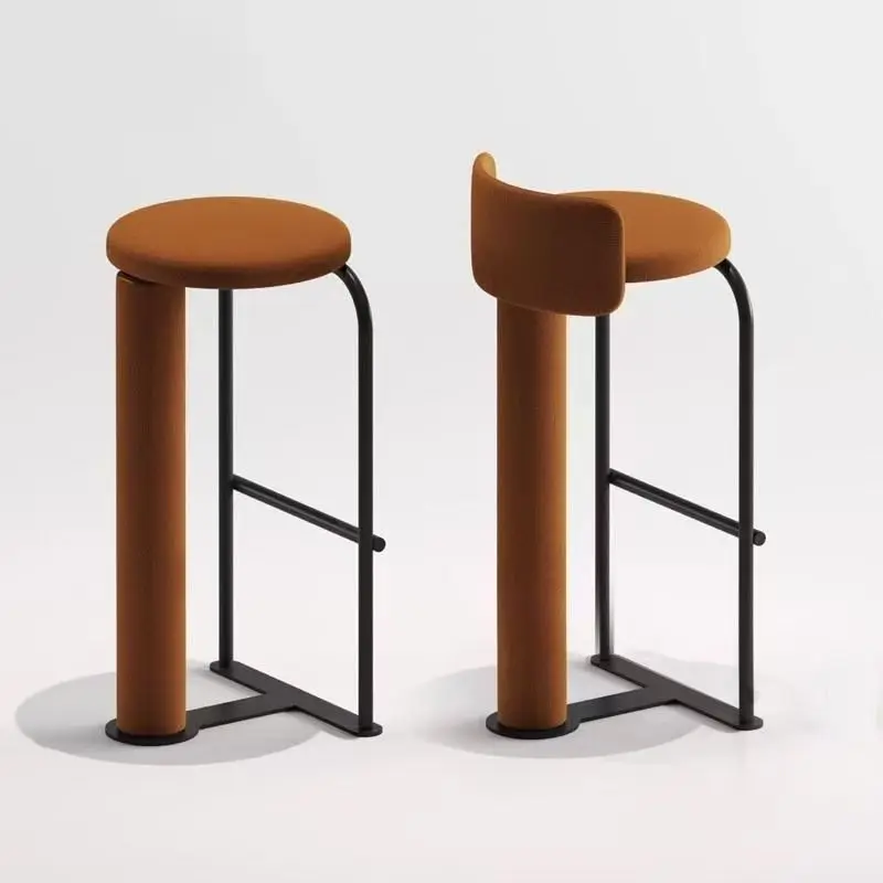 Modern Luxury Velvet Upholstered Bar Stool with Footrest Round Backrest Counter Height Chair for Cafe Bistro & Home Decor