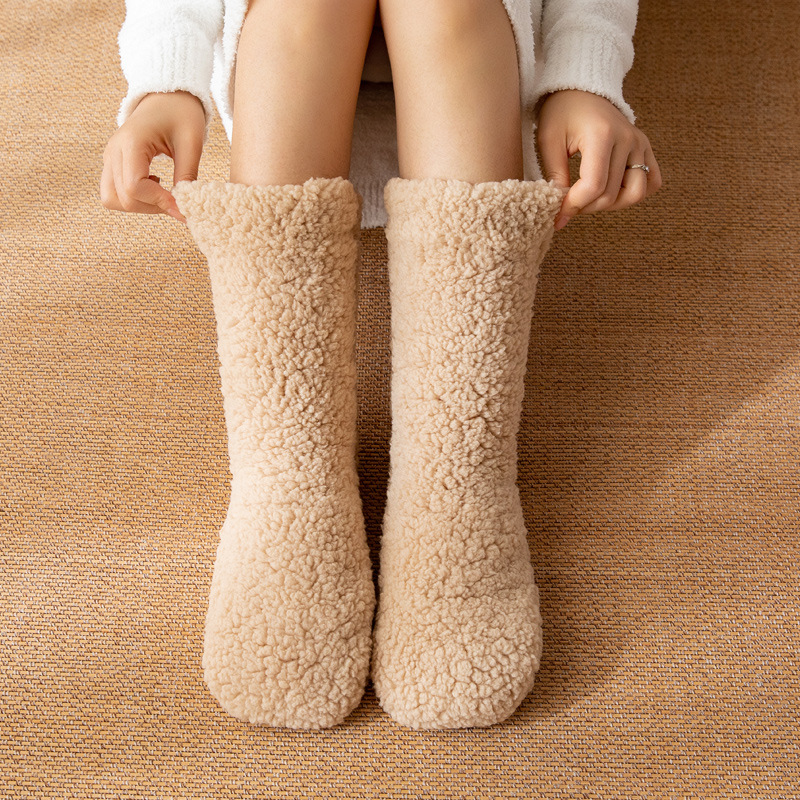 Thickened Thermal Socks Women Winter Warm Home Soft Thickened Plus Velvet Sleeping Anti Slip Floor Slipper Sock Halloween Gift