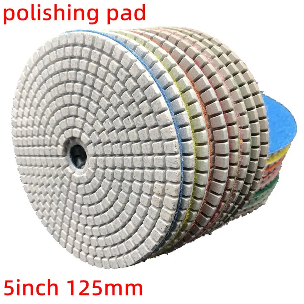 Almohadillas de pulido de diamante secas/húmedas de 5 pulgadas y 125mm, disco de molienda Flexible para granito, mármol, hormigón, piedra, discos de lijado, herramientas de molienda