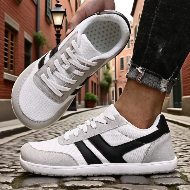 Nowe Modne Męskie Buty z Szerokim Noskiem Unisex Outdoorowe Buty do Biegania Zero Drop Casualowe Sneakersy Modne Minimalistyczne Miękkie Szerokie Buty Barefoot