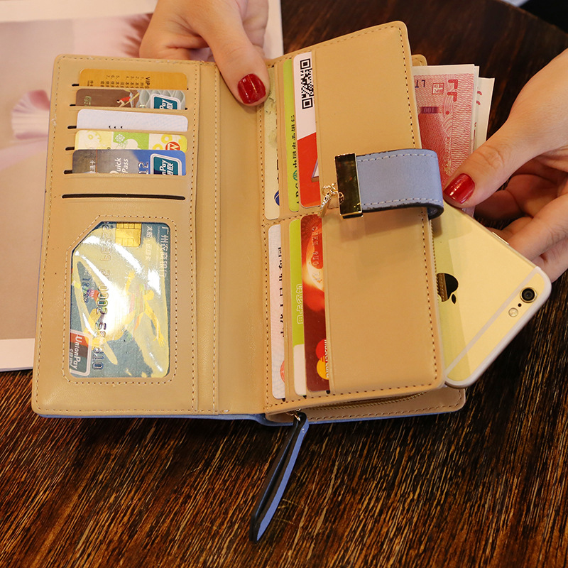 Cartera de mujer, monedero de cuero PU, cartera larga para mujer, bolsa de hojas huecas doradas, monedero, tarjeteros, bolso de mano