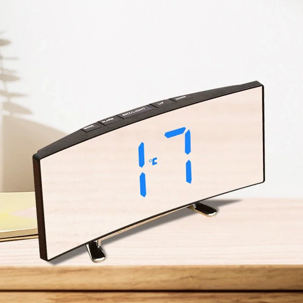 LED gebogener Bildschirm leuchtende elektronische Uhr Spiegeluhr Wohnzimmer großer Bildschirm Wecker Heimdekoration
