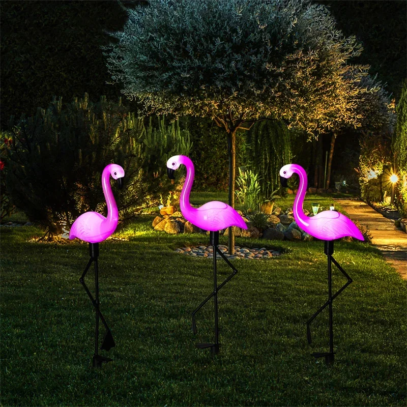 1pc Flamingo Garden Led Palo Impermeabile LED Paesaggio Lampada da terra Luci solari per esterni per il percorso esterno Decorazioni da giardino di Natale
