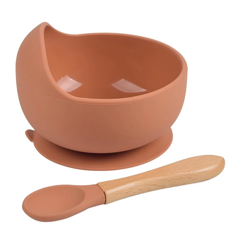 2 pezzi ciotola per l'alimentazione del bambino in Silicone stoviglie per bambini piatti per bambini piatto cucchiaio da allenamento per bambini stoviglie da cucina per bambini