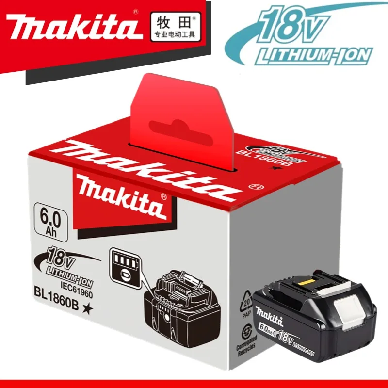 100% новый оригинальный аккумулятор Makita 18 В 6,0 Ач, для Makita BL1830 BL1830B BL1840 BL1840B BL1850 BL1850B, аккумулятор для электроинструментов модели