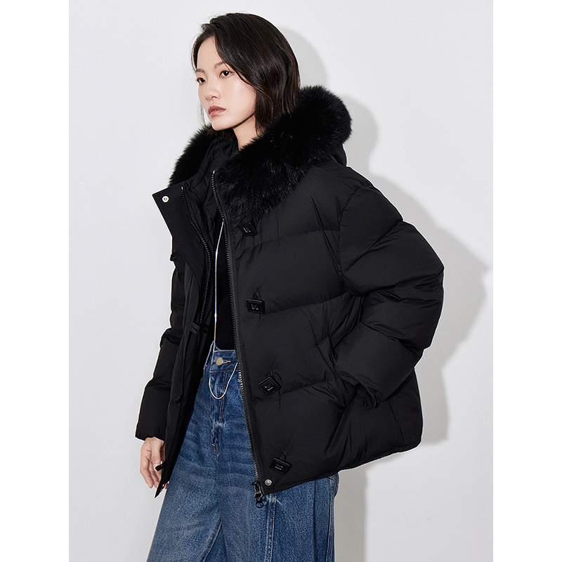 TOYOUTH ผู้หญิงลงเสื้อ 2024 ฤดูหนาวใหม่ 90% เป็ดสีขาวลงขนสัตว์ Hooded WARM JACKET Coat
