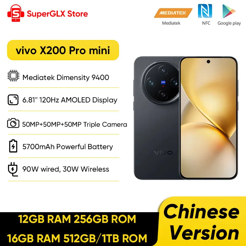 New Vivo X200 Pro Mini Smartphone Dimensity 9400 6.31"AMOLED 120HZ Display Android 15 Dual SIM 5700mAh 90W Charge 50MP Camera