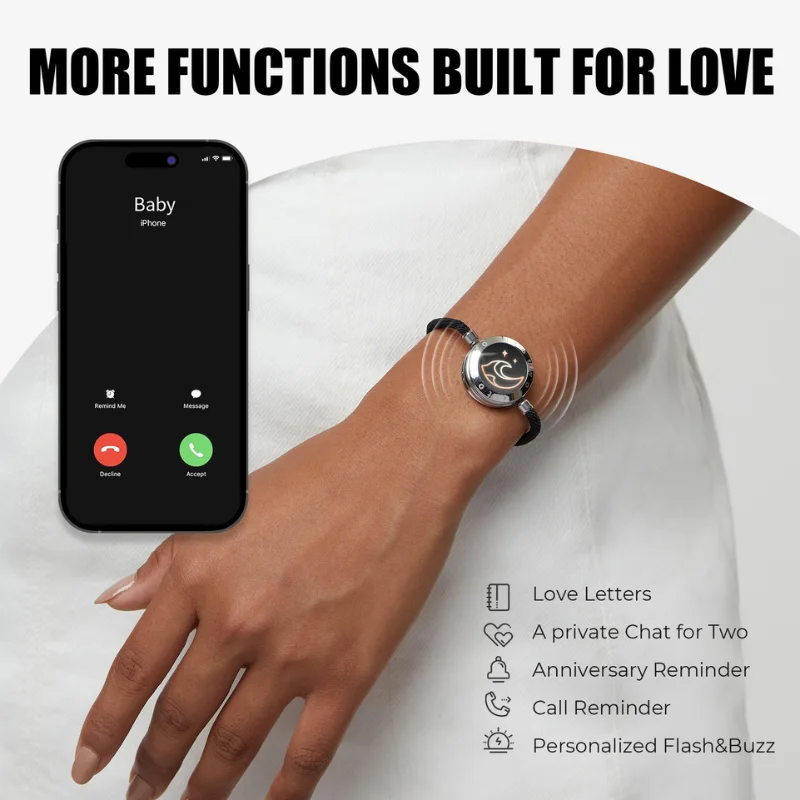 Totwoo Pulseiras de casal inteligentes Bluetooth conectadas presente romântico para relacionamento de longa distância