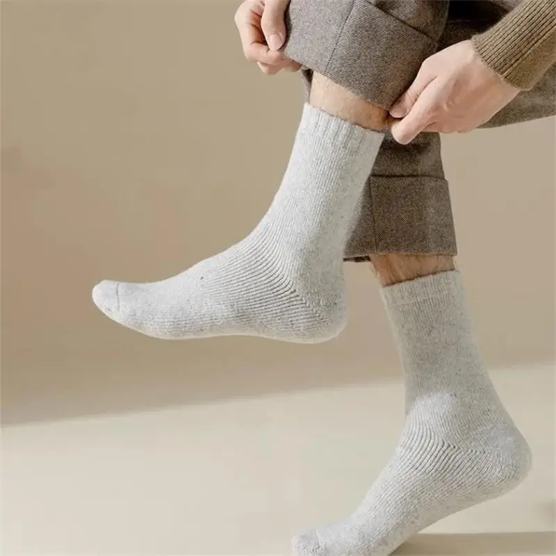 4 짝/몫 남성 겨울 슈퍼 두꺼운 열 양말 양모 남성 여성 솔리드 고품질 메리노 양모 양말 차가운 눈 따뜻한 양모 양말
