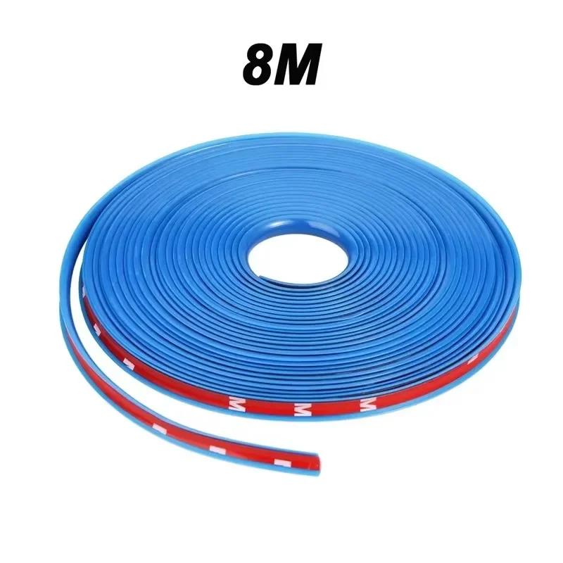 Lâminas de aro de roda de carro protetor de linha protetor de pneu tira decorativa moldagem de borracha guarnição mais cor adesivo de carro estilo 8 metros