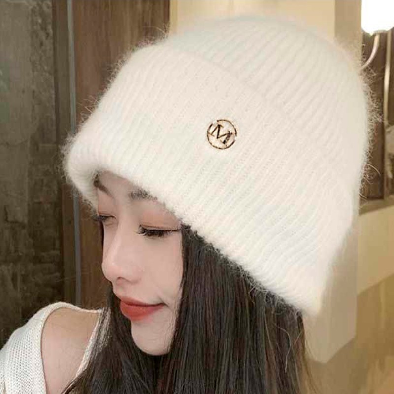 Autumn and Winter M Standard Rabbit Fur Warm Plush Thick Knitted Hat Korean Version Couple Cotton Hat says Soft and Comfortable