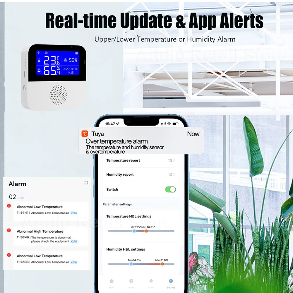Tuya wifi sensor de umidade temperatura com 1m/3m termômetro externo sonda display lcd medidor higrômetro interno vida inteligente app