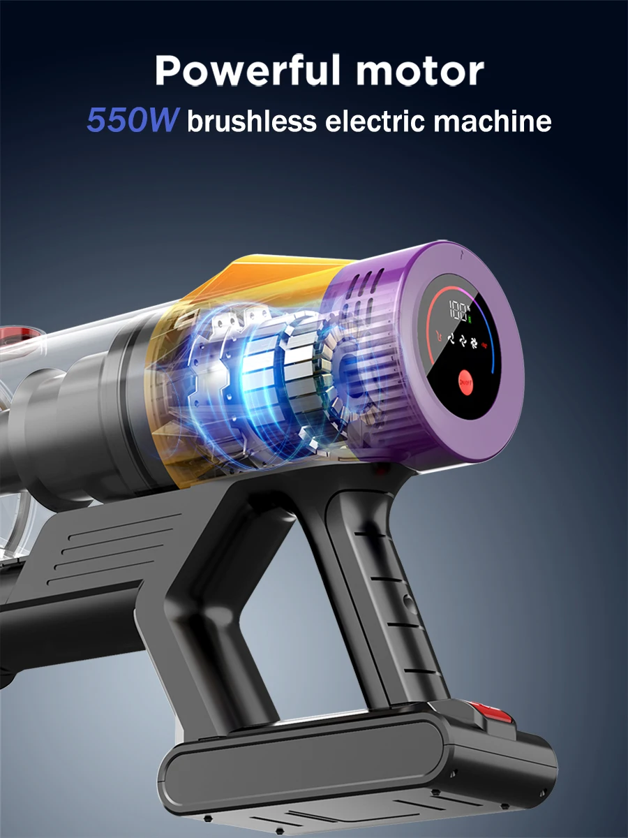 Armo V18 Handheld Vacuum Cleaner 50kPa 550W Power 6 in 1 Cordless Vacuum Cleaner Smart Home LED Display Handheld Sweepe Machine