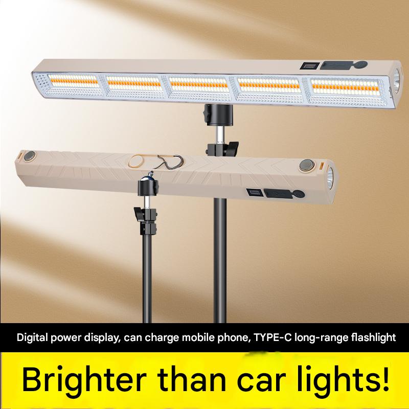 8800mAh 42cm Long IP66 Waterproof Rechargeable Camping Light, 3 Colors + Strobe & Magnetic Hook, All-Night Runtime for Outdoor/E