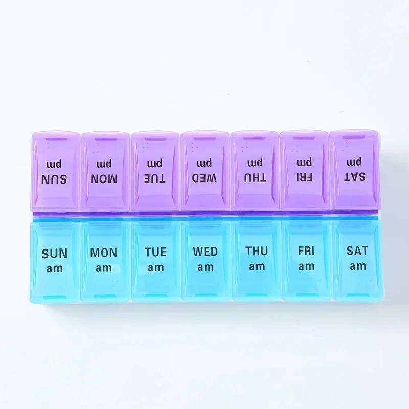Organizador semanal de comprimidos – Suporte para comprimidos matinais e noturnos com estojo compacto, sistema de gerenciamento de medicamentos de 7 dias