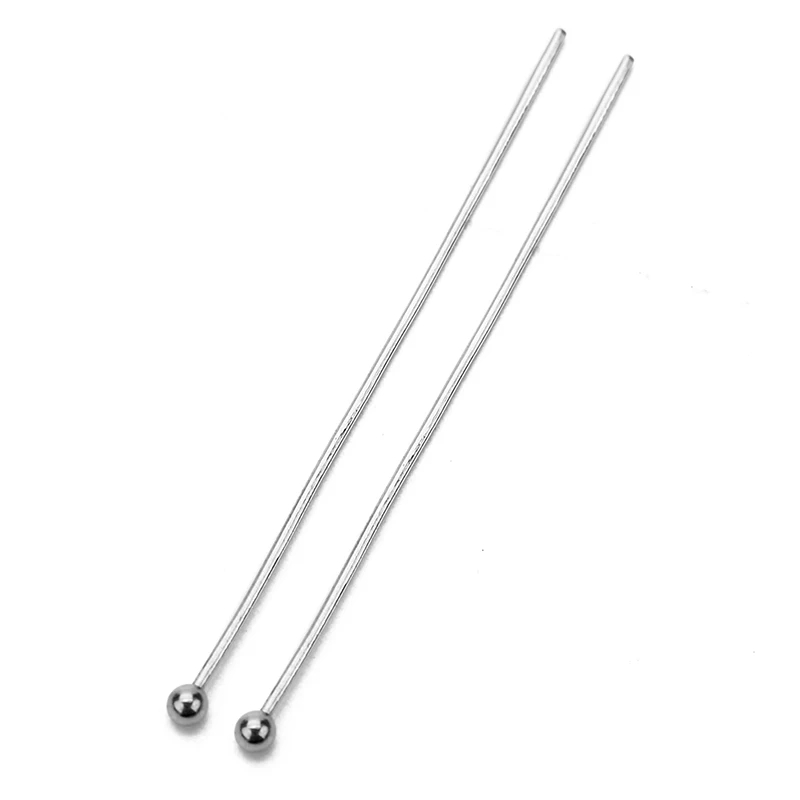 100 peças agulhas de cabeça plana de olho de aço inoxidável em massa 20mm 30mm 40mm conector de cabeça de contas esféricas para fazer jóias