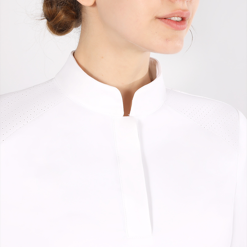 MXLLINA 흰색 승마 티셔츠 여성 의류 레이싱 쇼 블라우스 스포츠 긴 소매 탑 레이디 경쟁 승마 셔츠