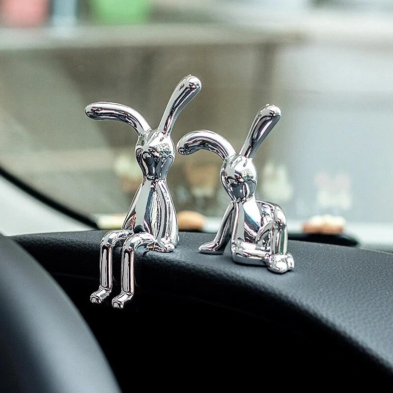 2PC กระต่ายหูยาวเครื่องประดับ Sticky รูปปั้นการ์ตูนอุปกรณ์เสริมห้องนั่งเล่นห้องนอนตกแต่งรถเดสก์ท็อปตกแต่ง