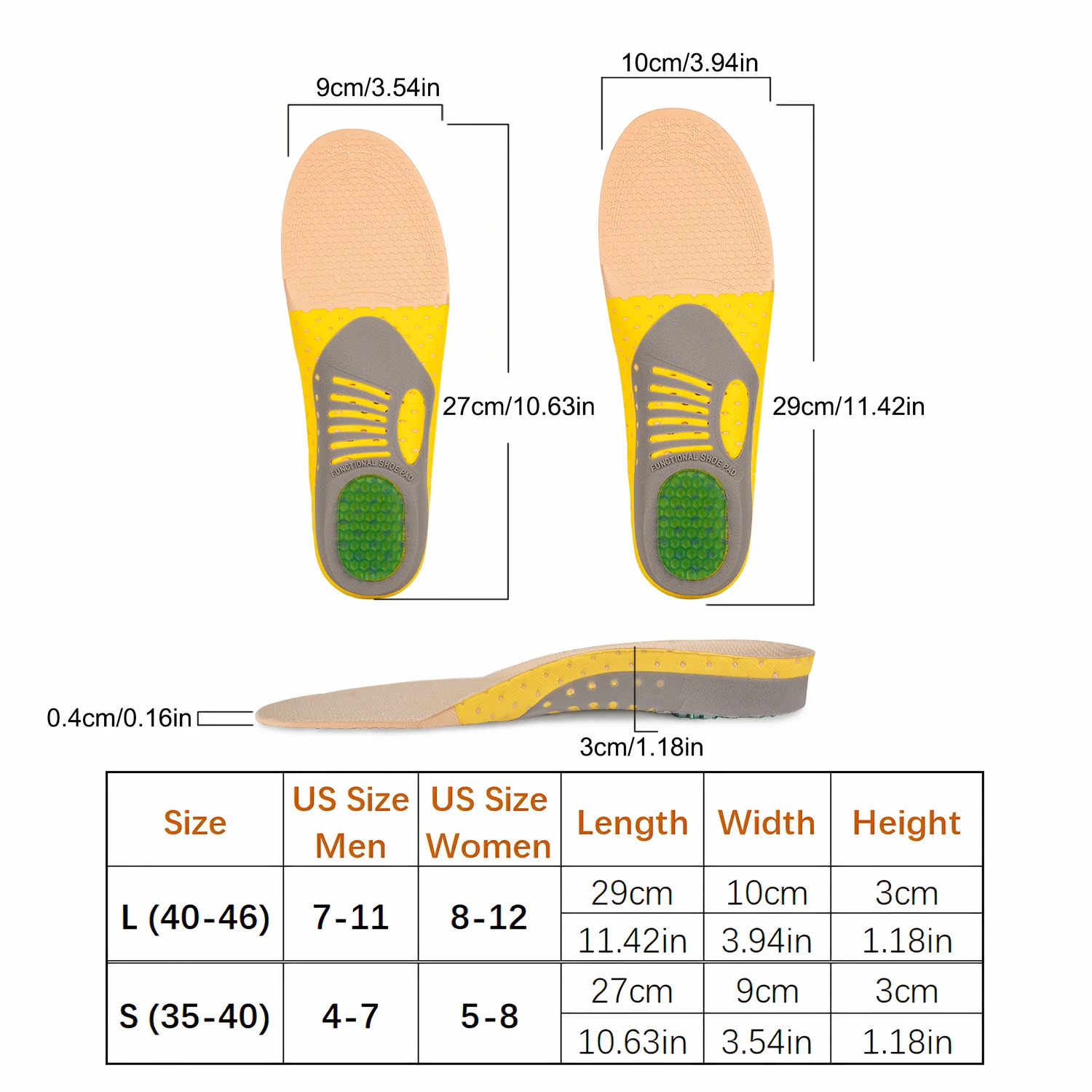 1 쌍 정형 안창 Orthotics 플랫 발 건강 신발 용 단독 패드 발바닥 근막 염 발 관리를위한 아치 지원 패드 삽입