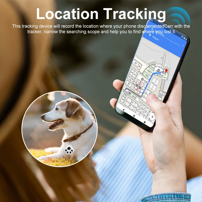 Dispositivo anti-smarrimento Bluetooth Smart Mini GPS Tracker per localizzatore di animali domestici con borsa per bambini con compatibilità iOS/Android
