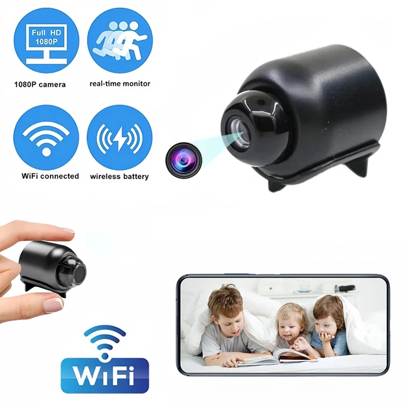 Mini cámara Wifi inalámbrica Smart Home HD 1080P cámara IP vigilancia de seguridad interior videocámara de visión nocturna grabadora de Audio y vídeo