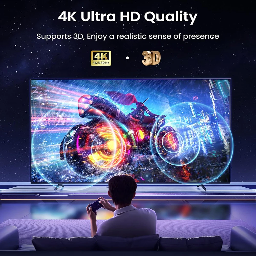 Divisor compatible con HDMI 4K 2K, 1 entrada, 4 salidas, interruptor HDTV 4x1, adaptador compatible con HDMI, conmutador de vídeo HD para Xbox, PS4, DVD, PC y portátil