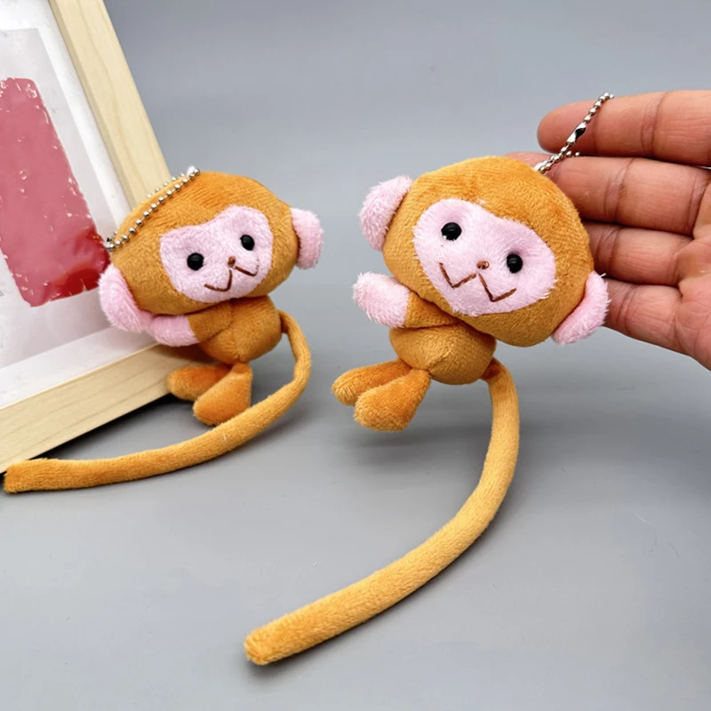 การ์ตูนลิงหางยาวตุ๊กตาพวงกุญแจจี้ DIY ตุ๊กตาของเล่นตุ๊กตาพวงกุญแจกระเป๋าเป้สะพายหลังจี้อุปกรณ์เสริมของขวัญเด็ก