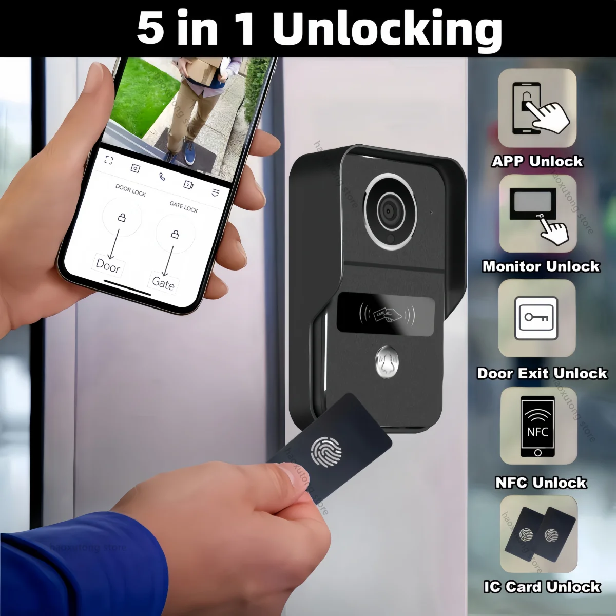 1080p tuya campainha inteligente câmera de vídeo em casa intercom wi fi 2 fios 7/10 Polegada sistema de vídeo porteiro sem fio 5-em-1 nfc desbloqueio
