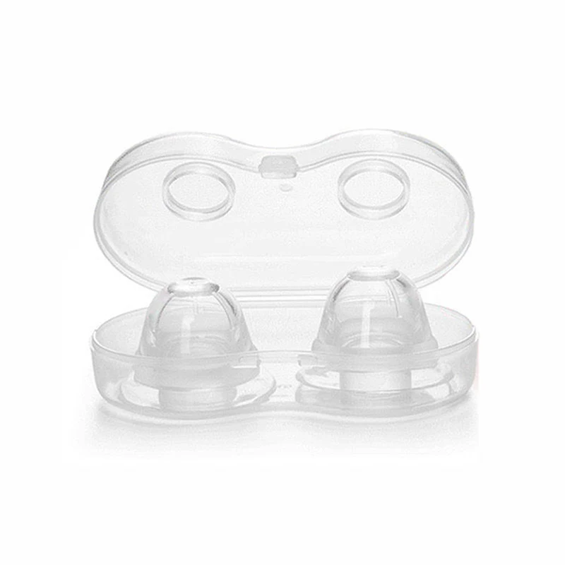 Corrector de Pezones invertidos planos para lactancia materna, 2 piezas, de silicona, con funda transparente