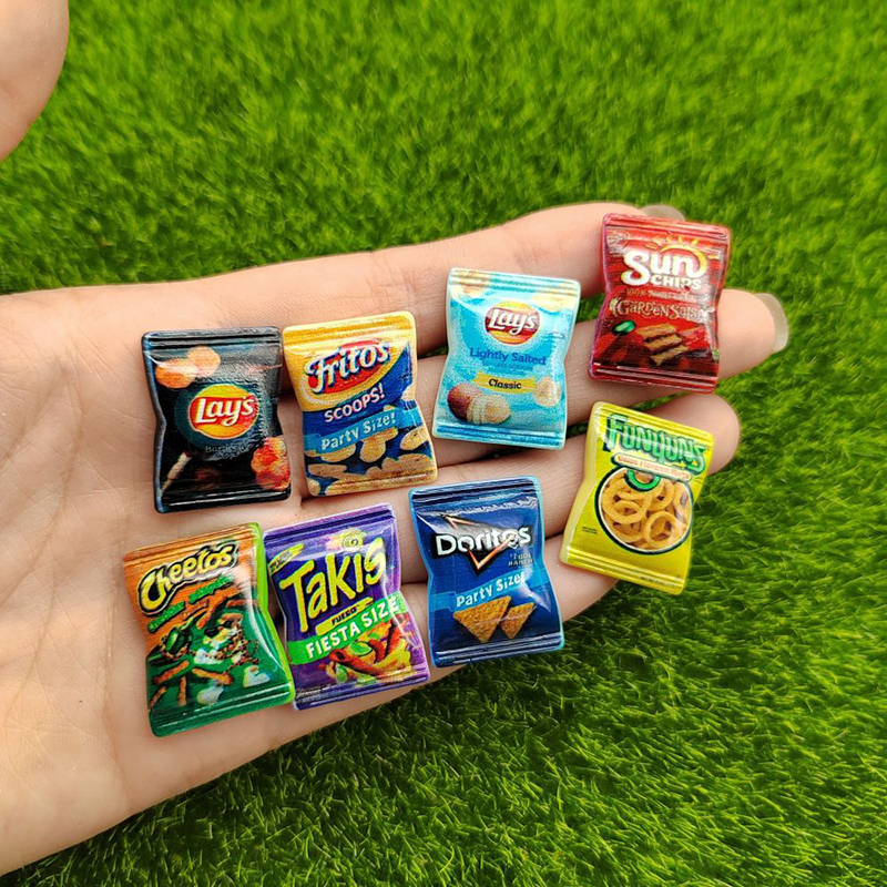 10 sztuk domek dla lalek imitacja chipsy ziemniaczane domek dla lalek Mini przekąska dekoracje żywności akcesoria do domu dla lalek udawaj zagraj w zabawki