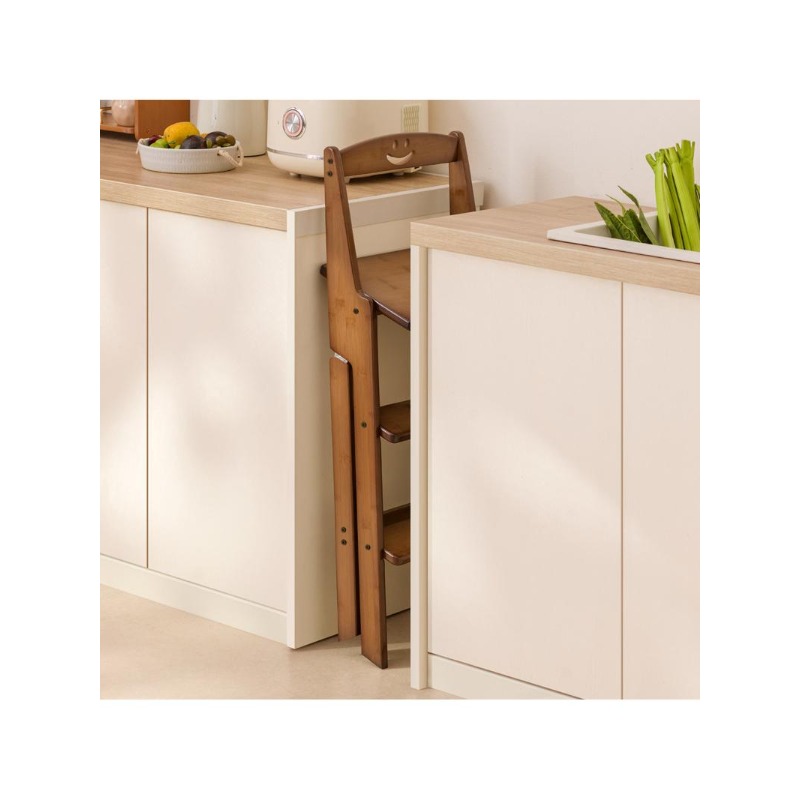 Foldable Multifunctional Ladder Stool Home Climbing Ladder Stool Dual-purpose Kitchen Climbing Stool Thickened Chair with Back