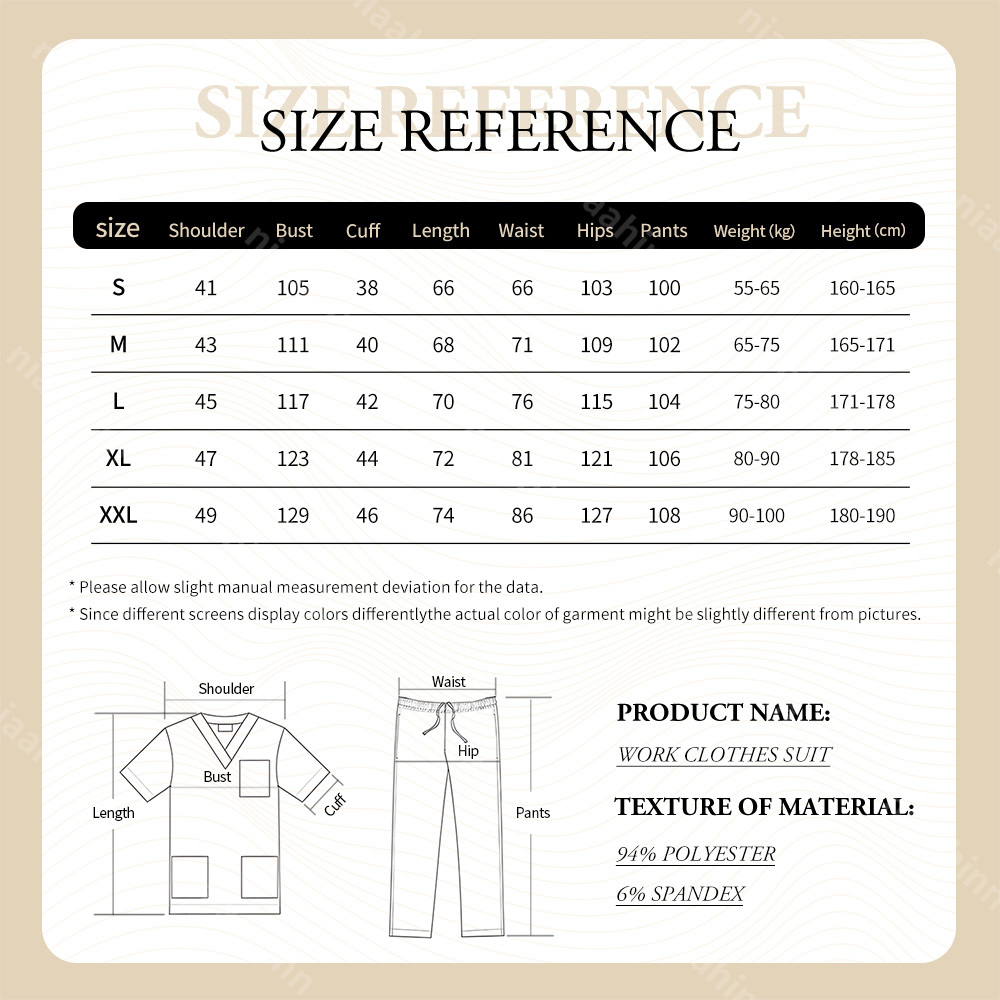Niaahins-女性のためのサージカルユニフォーム、低木セット、医療看護ワークウェア、歯科医院、医師の低木トップスとパンツ、スパワークユニフォーム、スーツ
