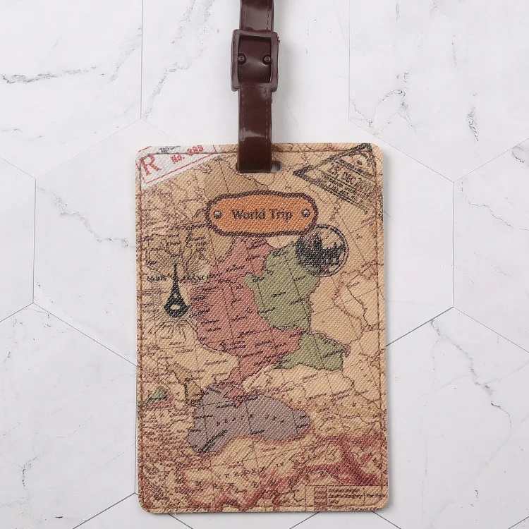 Creative Mundo Viagem Tag Bagagem, Alta Qualidade, Acessórios de Viagem, PU ID Mala, Titular de Adultos, Bagagem Tag, Etiqueta Portátil