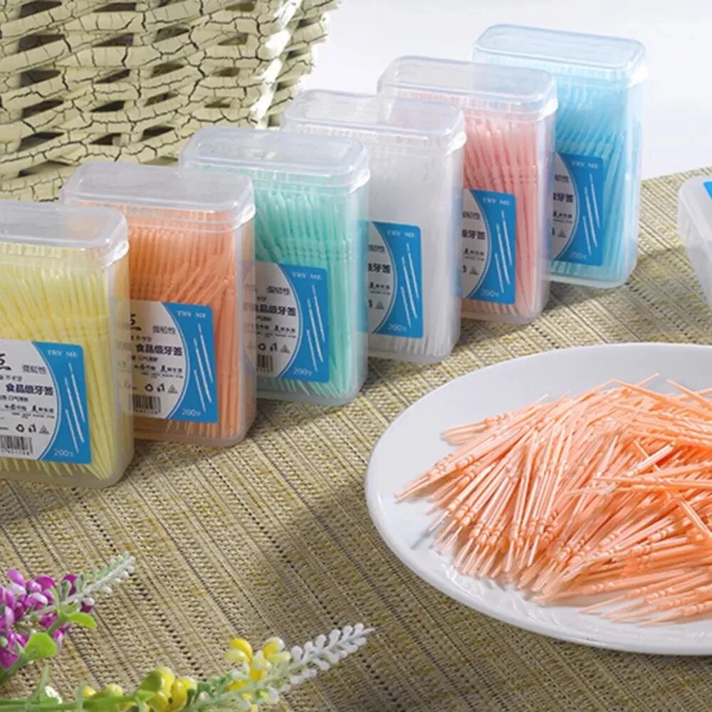 【핫 세일】일회용 양두 치실 200개 이쑤시개, 치실, 이쑤시개 치과 청소 및 관리 용품