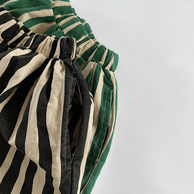 Pantalones a rayas irregulares con personalidad para niño y niña, calzas hasta la pantorrilla, pantalones finos de algodón transpirables a la moda