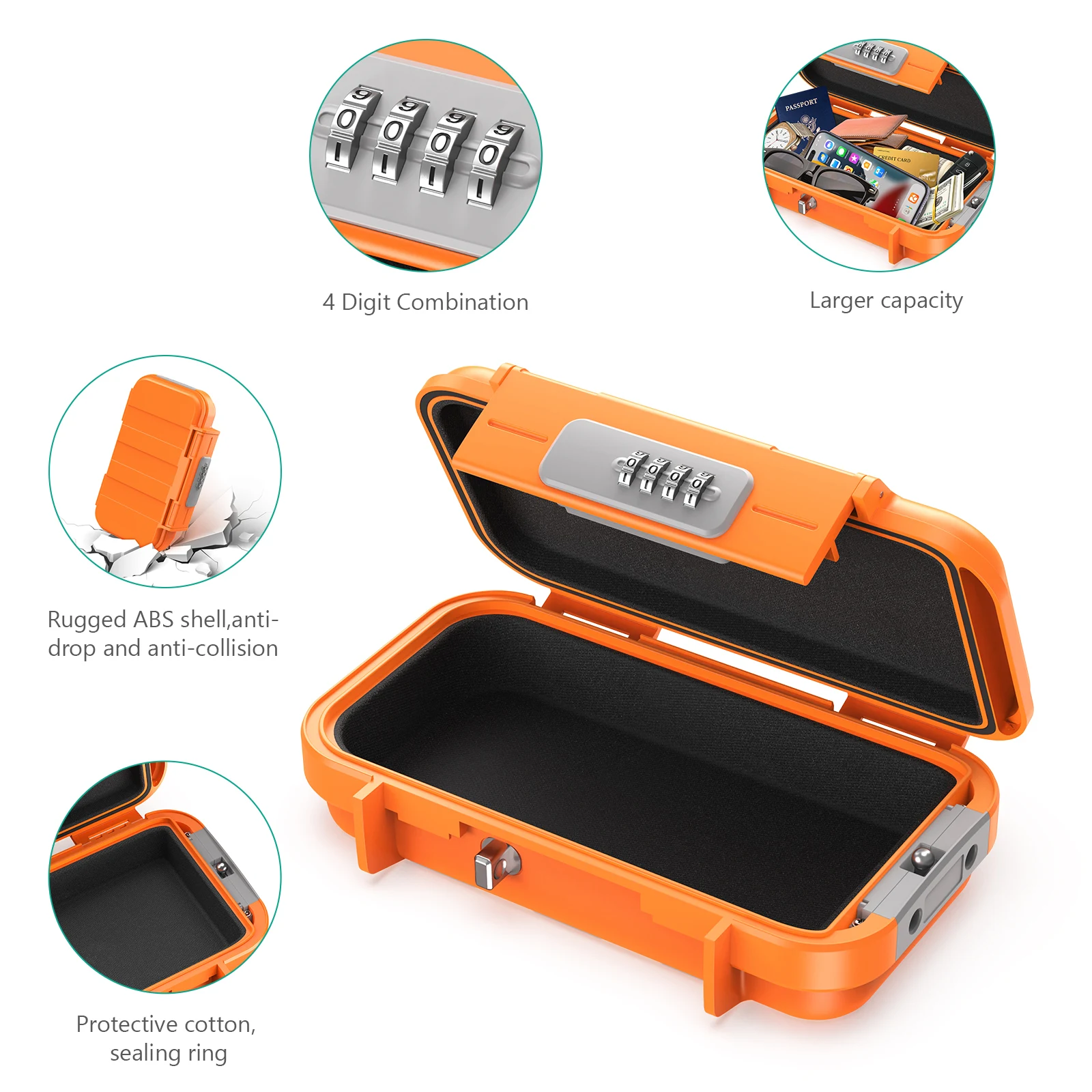 ORIA Portable Safe Box Combination Security Case Lock Box with Code Travel Safe Box Outdoor Sports Security Storage Key Box