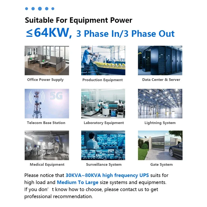 30KVA 40KVA 60KVA 80KVA Large Machine Battery Backup High Frequency 3 Phase UPS Power Supply For Server Room Data Center