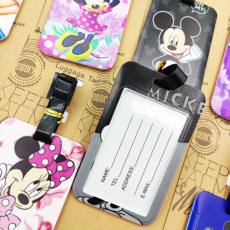 Etiqueta de bagagem do mickey minnie etiqueta de bagagem de viagem feminina disney mala id endereço titular bagagem embarque portátil mala bilhete