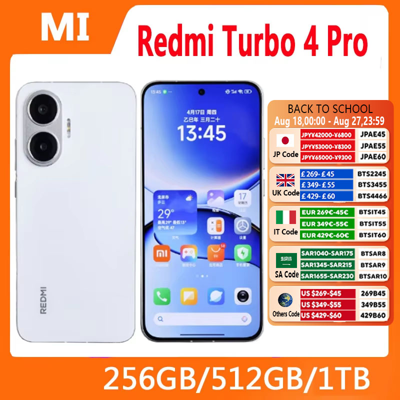 Xiaomi Redmi Turbo 4 Pro 스마트폰 Snapdragon 8s Gen 4 50MP+20MP 카메라 6.83인치 2772x1280 화면 90W 7550mAh 배터리