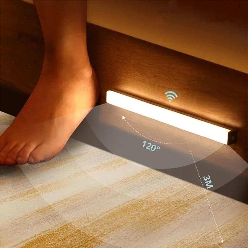 Nachtverlichting Draadloze LED Bewegingssensor Lamp USB Oplaadbaar Magnetisch Voor Garderobe Kamer Kast Keuken Gangpad Buis Detector Lamp