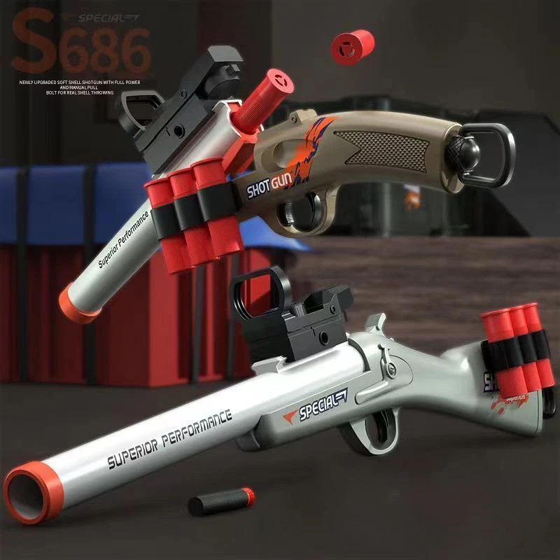 เปลือกโยนAirsoft RIFLEปืนของเล่นโฟมBlaster Submachine Gun Enhanced Revolver Soft Bulletกลางแจ้งCSอาวุธของขวัญวันเกิด